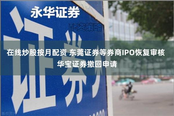 在线炒股按月配资 东莞证券等券商IPO恢复审核 华宝证券撤回申请