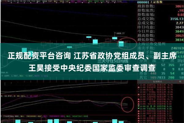 正规配资平台咨询 江苏省政协党组成员、副主席王昊接受中央纪委国家监委审查调查