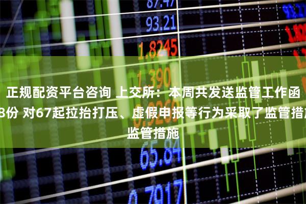 正规配资平台咨询 上交所：本周共发送监管工作函28份 对67起拉抬打压、虚假申报等行为采取了监管措施