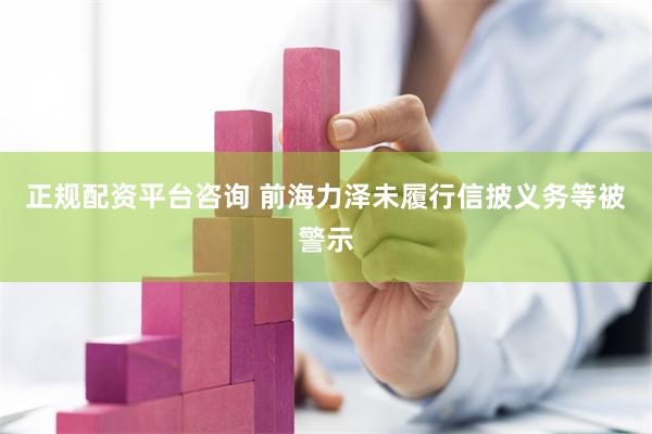 正规配资平台咨询 前海力泽未履行信披义务等被警示