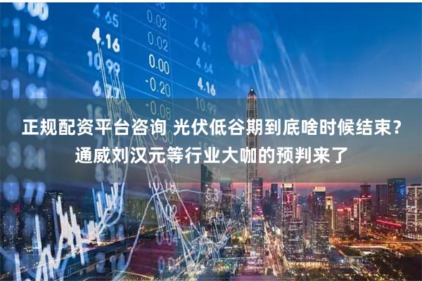 正规配资平台咨询 光伏低谷期到底啥时候结束？通威刘汉元等行业大咖的预判来了