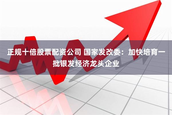 正规十倍股票配资公司 国家发改委：加快培育一批银发经济龙头企业